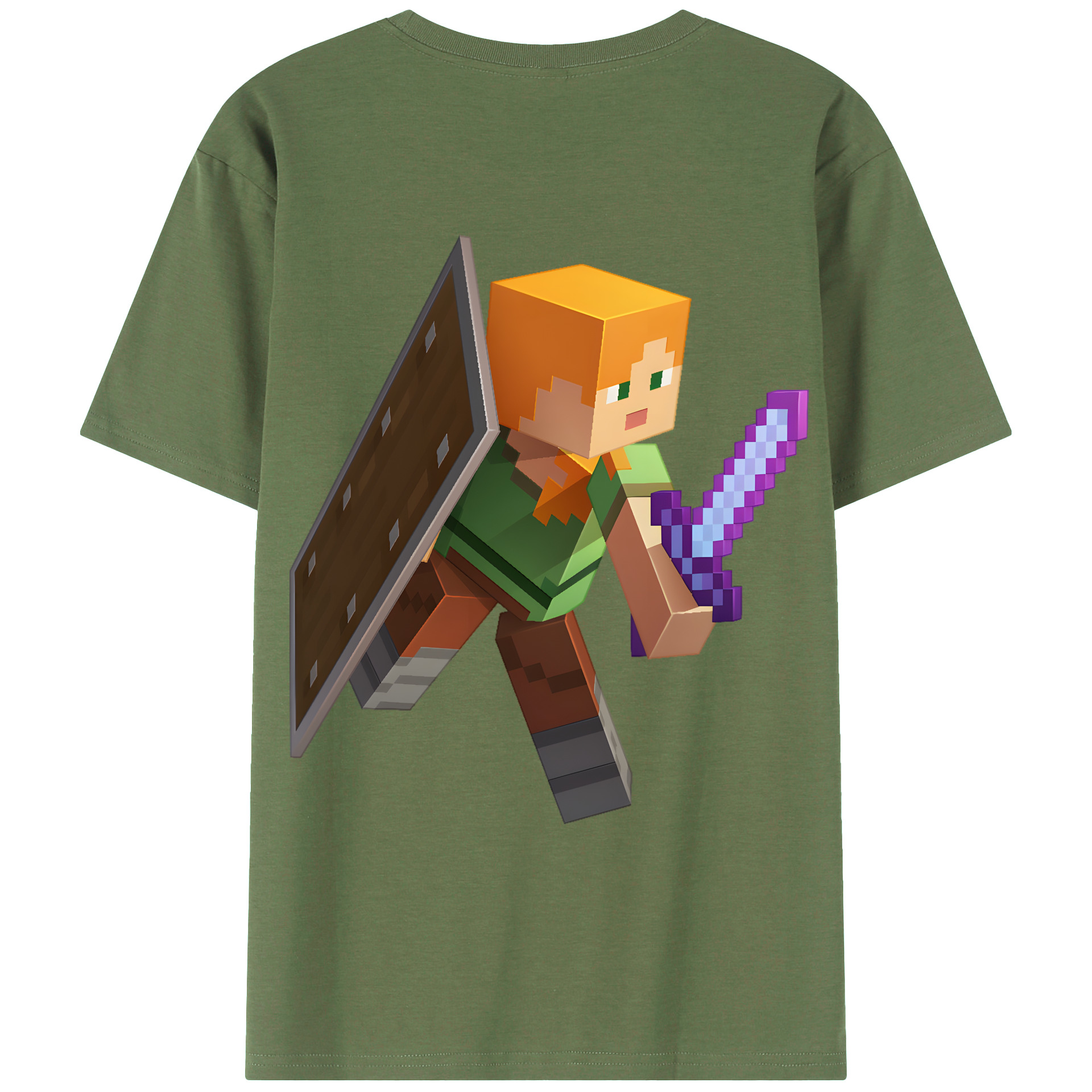 （画像用） マインクラフト ブロックの世界 Minecraft MC Block world 綿100％ メンズ半袖Tシャツ（バックプリント） 通気性
